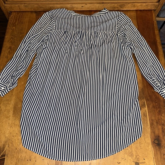 H&M Blue White Striped Blousy Tunic Long Womens Top‎ Size 10 - Picture 3 of 4